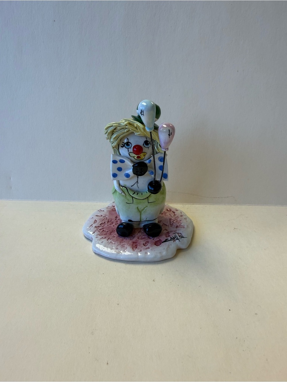 Vintage Lino Zampiva Clown & Balloons Figurine Spaghetti Hair Made In Italy